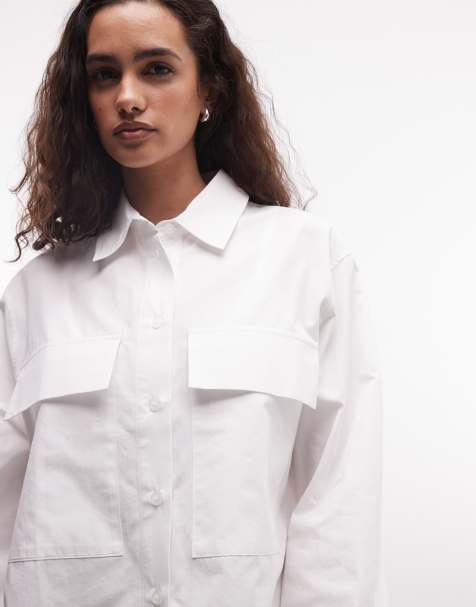 ASOS DESIGN – Utility-Hemd in Weiß mit aufgesetzten Taschen - view 1