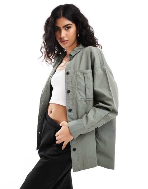 ASOS DESIGN – Utility-Hemdbluse in verwaschenem Khaki - view 1