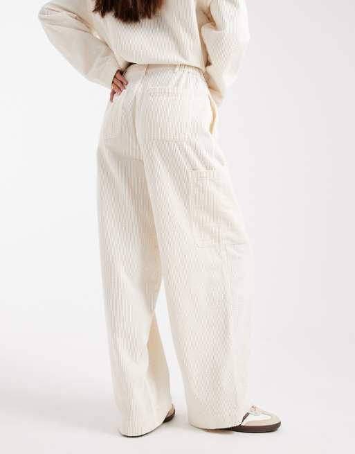 ASOS DESIGN – Utility-Hose im Barrel-Leg-Stil aus Cord in Winterweiß, Kombiteil, 2 von 4