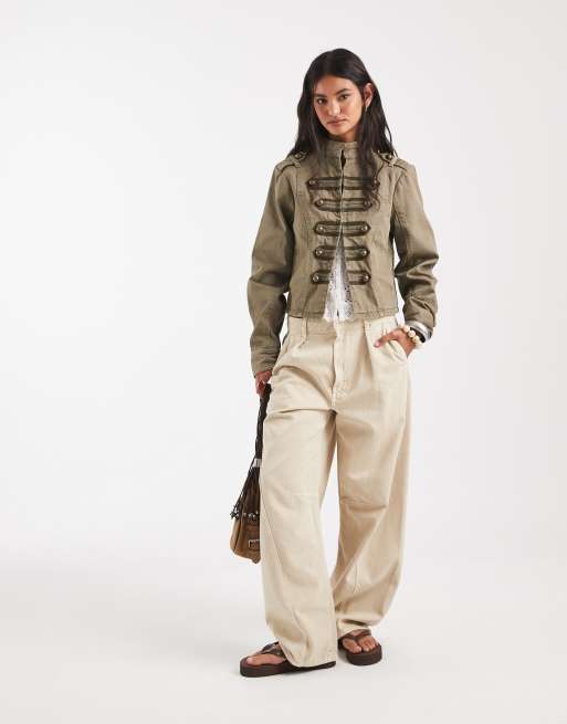 ASOS DESIGN - Utility jack met knopen aan de voorkant in kaki met wassing, 3 van 4