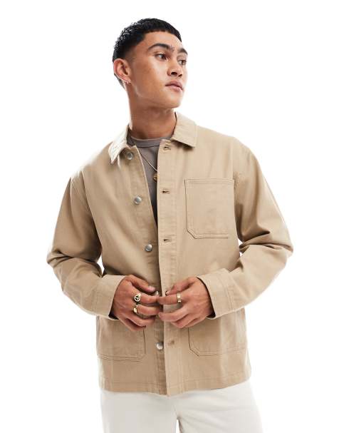 ASOS DESIGN - Utility jack van keperstof in stone met wassing - view 1