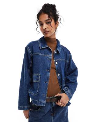 ASOS DESIGN - Utility-Jacke aus Denim in Indigoblau