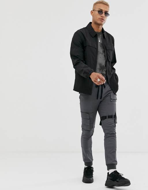 ASOS DESIGN utility jacket with funnel neck in black