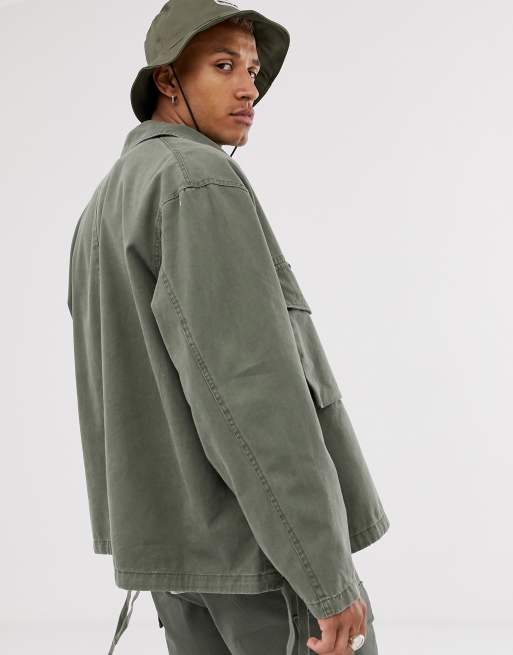 ASOS DESIGN utility jacket in khaki