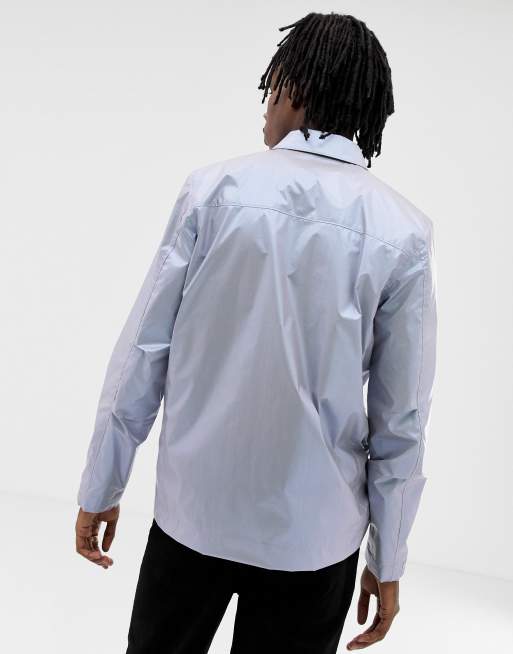 ASOS DESIGN utility jacket in metallic silver, 2 of 4