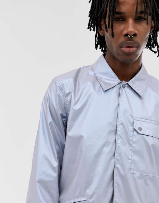 ASOS DESIGN utility jacket in metallic silver, 3 of 4
