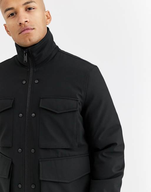 ASOS DESIGN utility jacket with funnel neck in black