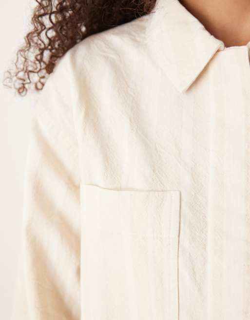 ASOS DESIGN utility jacket with pocket detail in ecru stripe - part of a set, 4 of 4