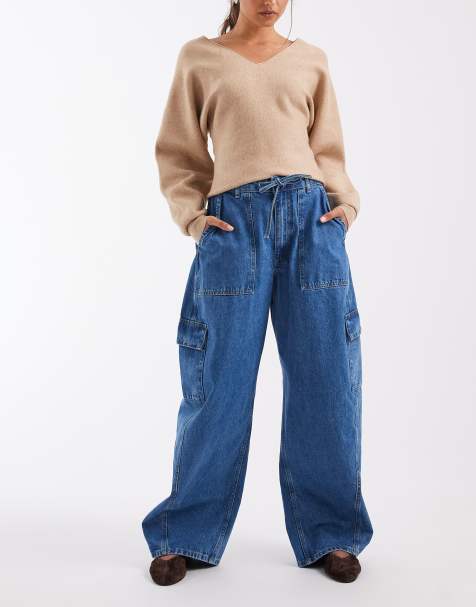 ASOS DESIGN utility jeans met strikceintuur in blauw co-ord - view 1