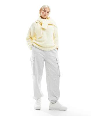 ASOS DESIGN - Utility-Jogginghose in meliertem Eisgrau mit Oversize-Passform