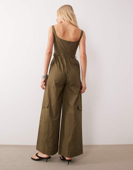 ASOS DESIGN utility jumpsuit in kaki, 4 van 4