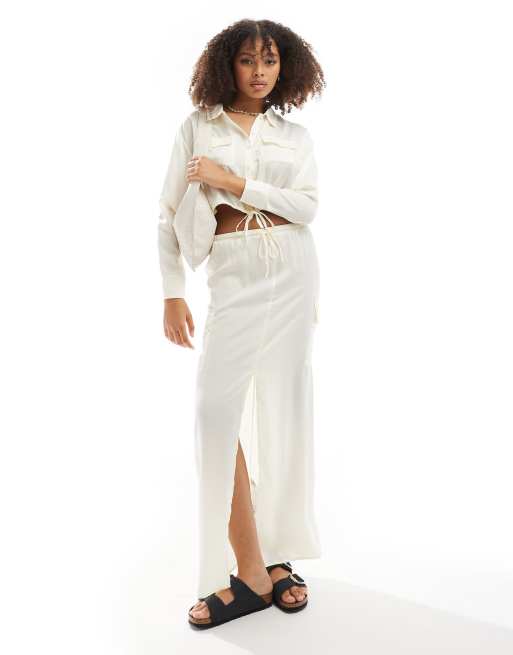 ASOS DESIGN – Utility-Maxirock in Creme, Kombiteil