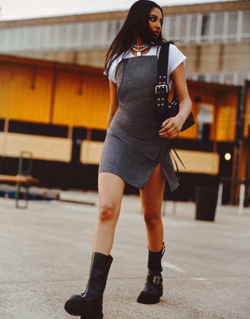 Black dress with grey cheap ankle boots