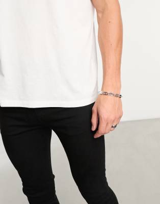 ASOS DESIGN utility mixed chain bracelet in silver tone