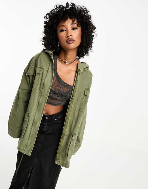ASOS DESIGN Utility Parkajacke in Khaki mit vier Taschen ASOS