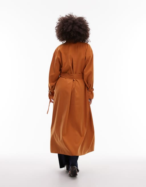 ASOS DESIGN utility pocket belted duster coat in ochre, 4 of 4