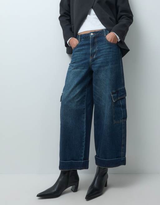 ASOS DESIGN utility pocket cargo jean in mid wash, 2 of 5