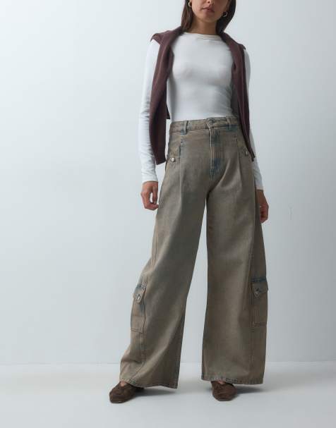 ASOS DESIGN utility pocket cargo jean in mocha - view 1