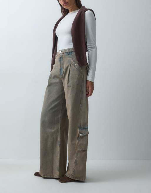 ASOS DESIGN utility pocket cargo jean in mocha, 3 of 5