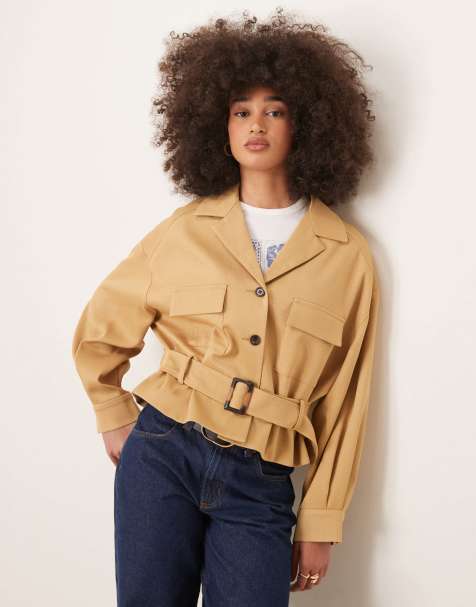 ASOS DESIGN utility pocket jacket in camel - view 1