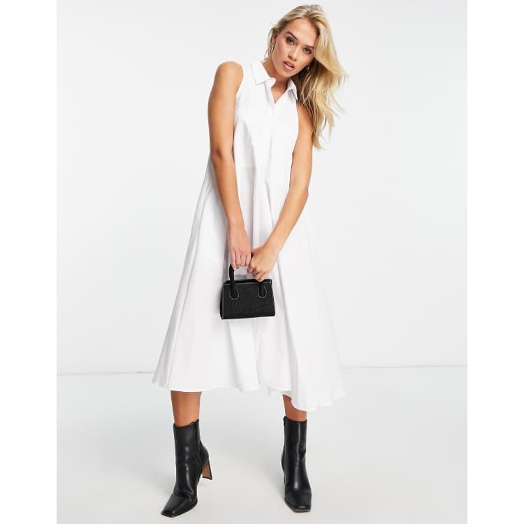 White shirt cheap dress with pockets