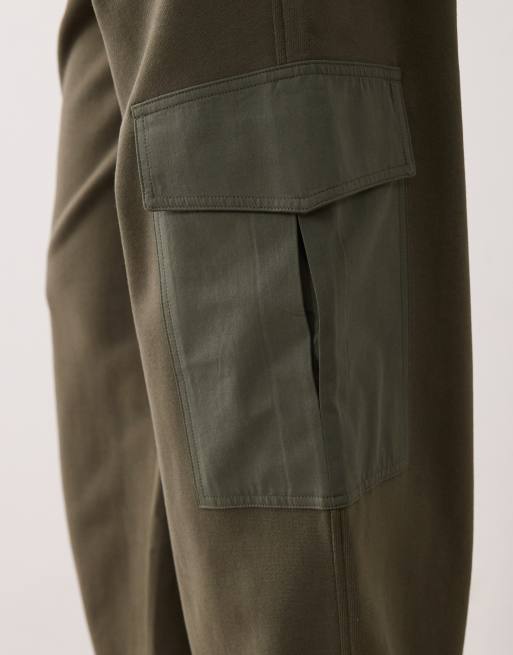 ASOS DESIGN Utility pocket wide leg jogger in khaki, 5 of 5