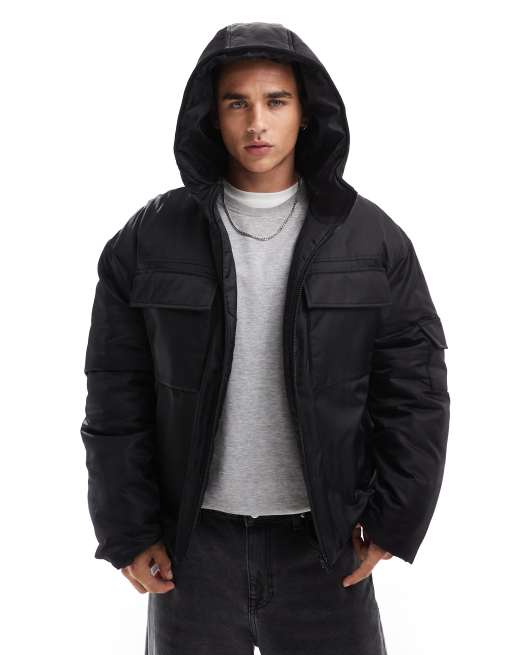 Black puffer jacket asos best sale