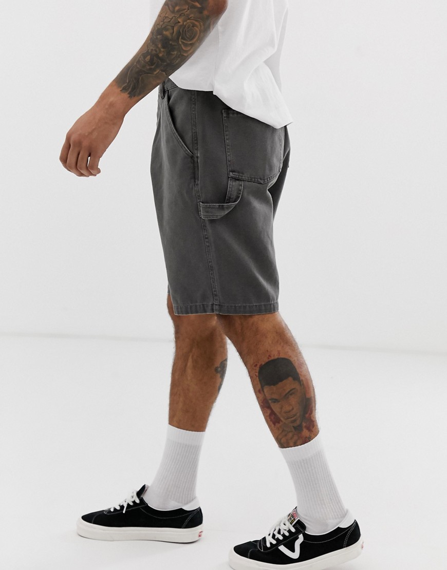 ASOS DESIGN utility shorts in washed grey heavyweight canvas