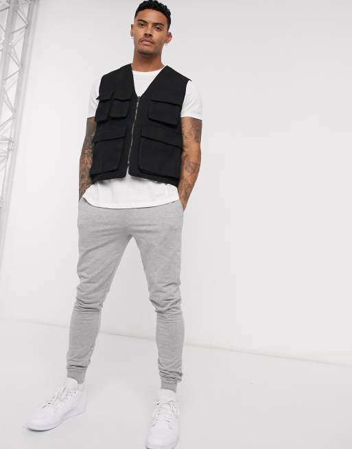 ASOS Cropped Utility Gilet in Black for Men