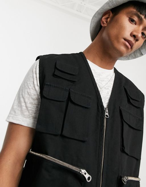 ASOS DESIGN vinyl vest in black