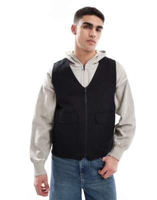 Asos Design Utility Vest In Black