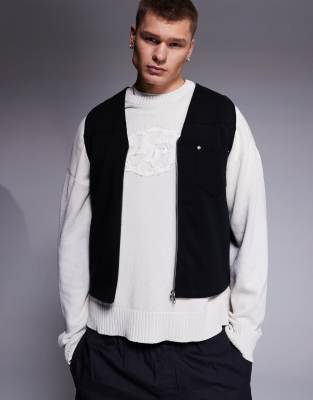 Asos Design Utility Vest In Black
