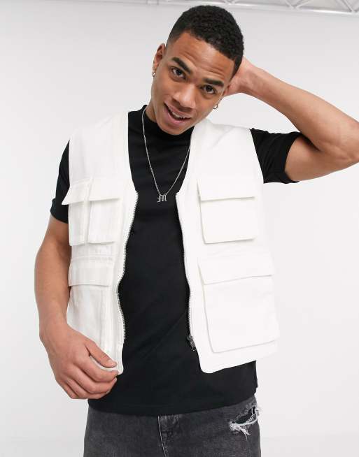 ASOS DESIGN utility vest in ecru