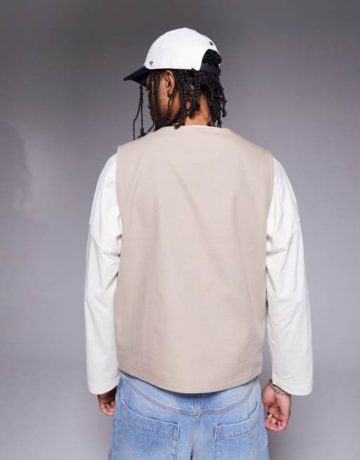 ASOS DESIGN utility vest in stone