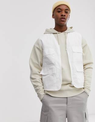 ASOS DESIGN utility vest in white