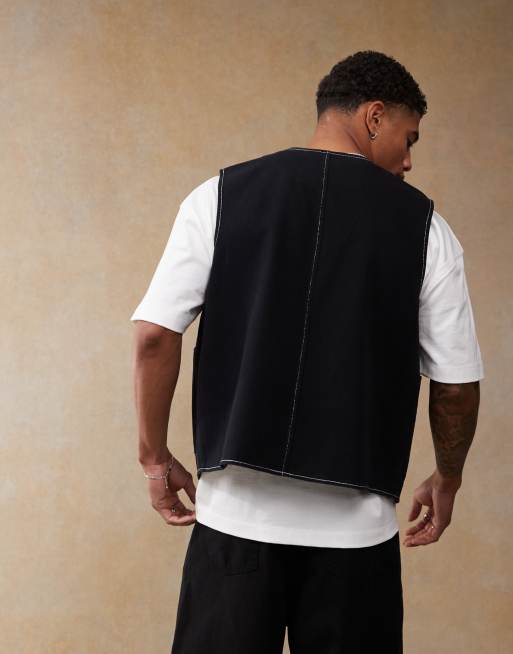 ASOS DESIGN utility vest with contrast stitch in black