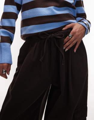 Asos Design Utility Washed Cargo Pants In Brown