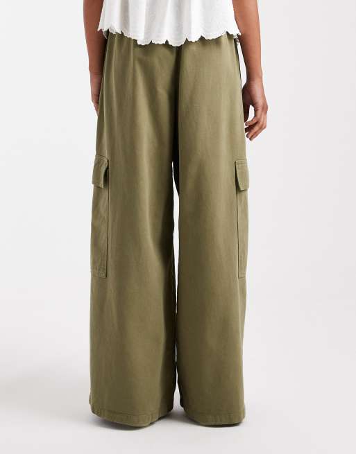 【COLOR iN ID】Dirty washed cargo pants 40846 Mid Rise Multi Pockets Acid Washed Cargo Jeans