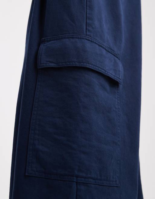 ASOS DESIGN utility washed cargo pants in navy