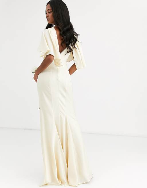 Asos edition satin panelled wedding sale dress with fishtail