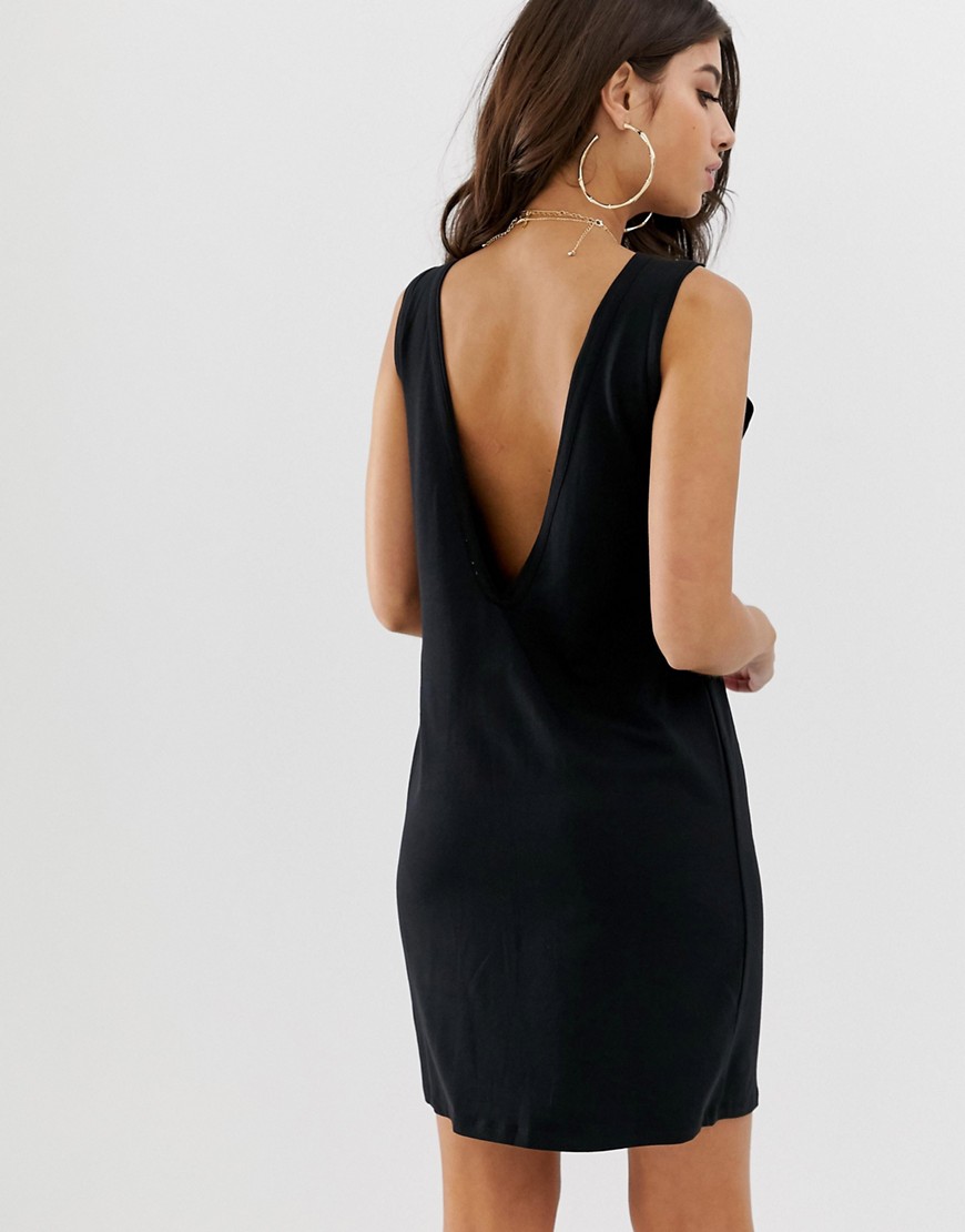 ASOS DESIGN v back vest dress in black