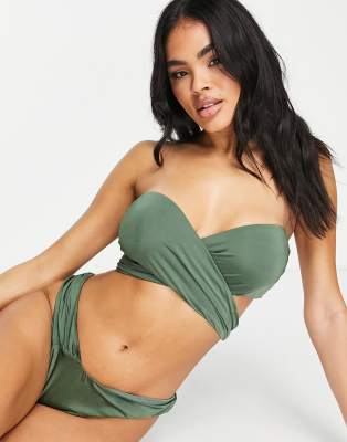 Asos Design V Front Bikini Bottom In Green