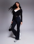 [ASOS DESIGN] ASOS DESIGN v front cross over flare leggings in black XS BLACK