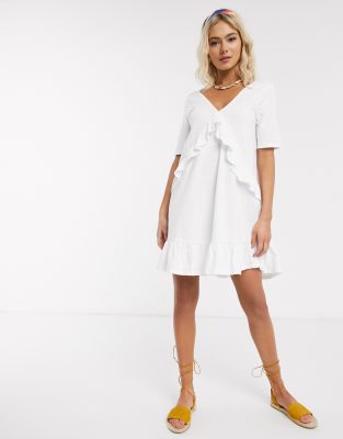 asos white frill dress