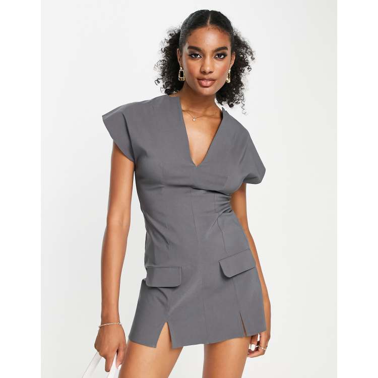 Gray dress hotsell with pockets