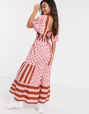 spots and stripes maxi dress