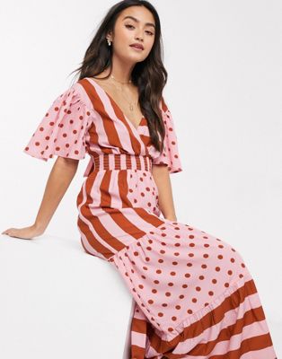 spots and stripes maxi dress