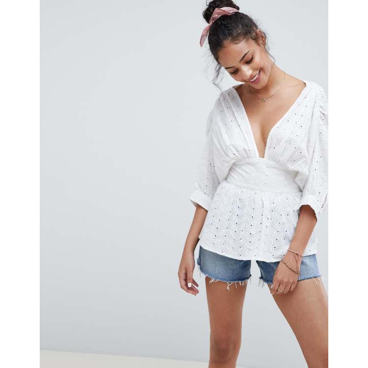 ASOS DESIGN V Front V Back Top In Broderie ASOS