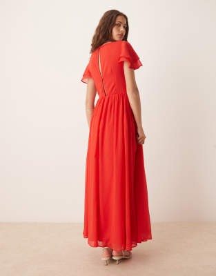 asos red cut out dress ASOS DESIGN high neck draped asymmetric mini dress with cut out in red