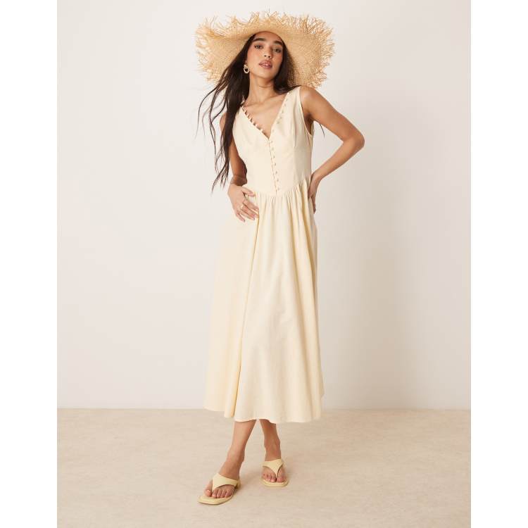 ASOS DESIGN V-neck button through maxi dress with dropped